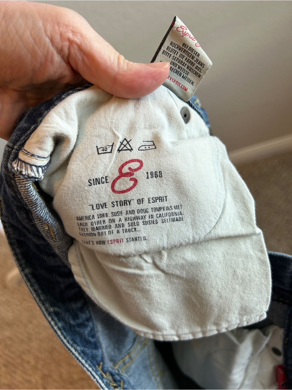 ESPRIT Y2K Distressed Boyfriend Flair Rose Embroidered Dark Blue Jeans Size 6 - Picture 14 of 14